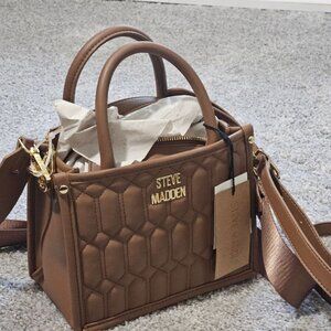 STEVEN MADDEN BNIKO WOMENS'S PURSE, SATCHEL, CROSSBODY w/2 ADJ STRAPS - NUTSHELL